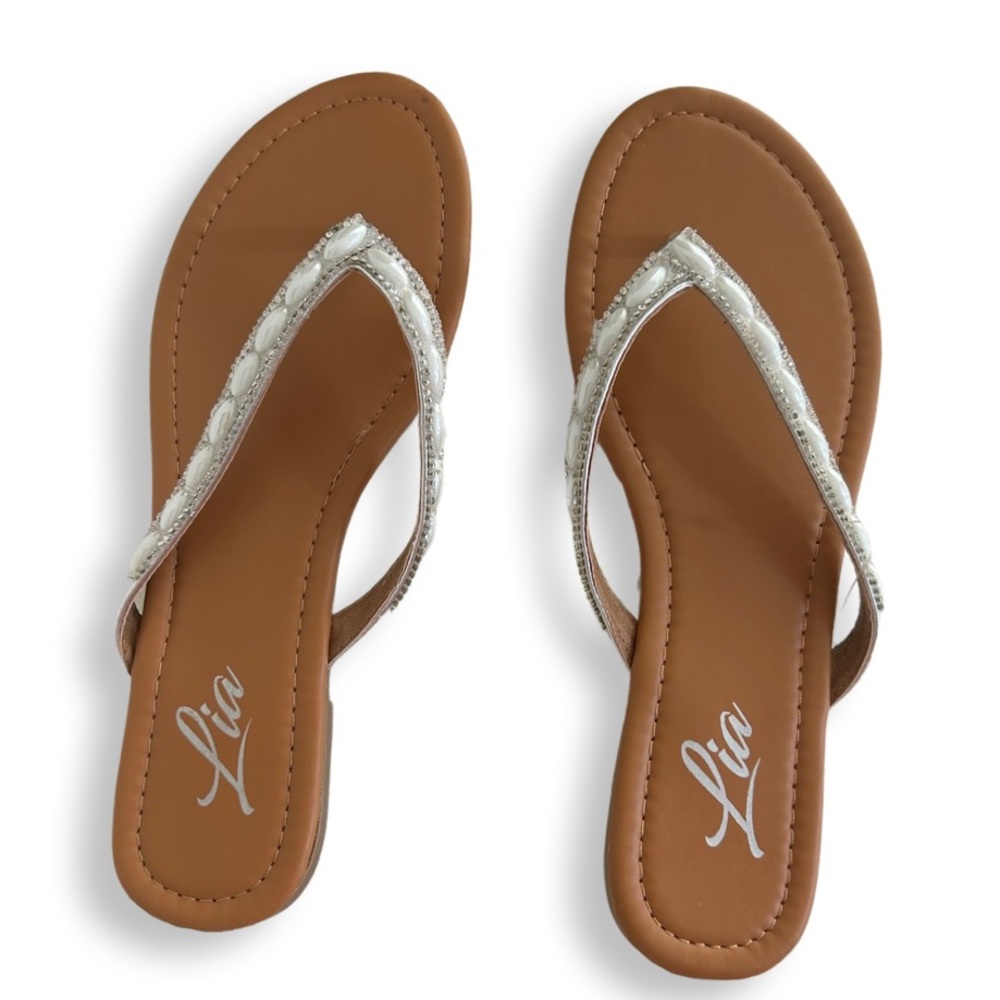 Pearl Bead Flip Flops.